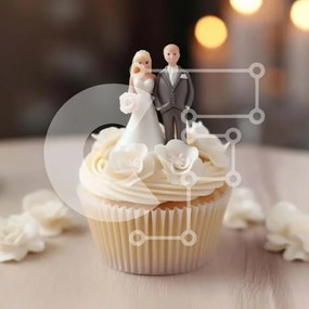 Intra Συλλεκτικό Ξύλινο Παζλ Plywood 4mm - Γαμήλιο Cupcake Topper με ειδώλια νύφης και γαμπρού Σε Ξύλινο Κουτί - Διαστάσεις: 10x10 cm – 25 κομμάτια