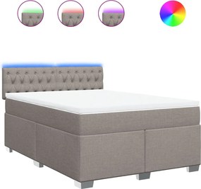vidaXL Κρεβάτι Boxspring με Στρώμα Taupe 140x190 εκ. Υφασμάτινο