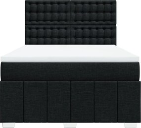 vidaXL Κρεβάτι Boxspring με Στρώμα Μαύρο 140x190 εκ. Υφασμάτινο