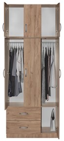Ντουλάπα τρίφυλλη και πατάρι Zelia pakoworld φυσικό 90x42x240εκ. (1 τεμάχια)