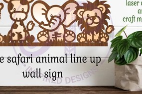 Σετ των 2 Intra απο ξύλο plywood 3mm-4mm πάχος – Ζώο Safari Line Up Wall Art Δίασταση 40x30 cm INTRAFABR-91470711