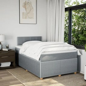 vidaXL Κρεβάτι Boxspring με Στρώμα Ανοιχτό Γκρι 120x200 εκ. Υφασμάτινο