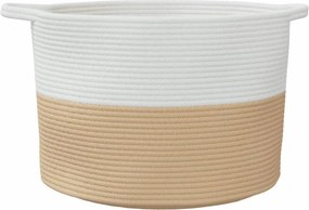 vidaXL Καλάθι Απλύτων Μπεζ και Λευκό Ø55x36 εκ. Βαμβακερό