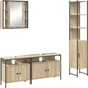 vidaXL Σετ Επίπλων Μπάνιου 4 pcs Δρύς Sonoma Επεξεργασμένο ξύλο
