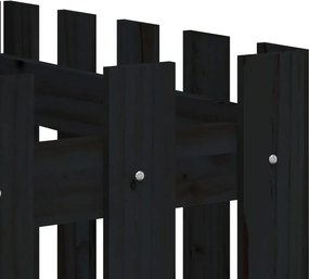 vidaXL Ζαρντινιέρα με Σχέδιο Φράχτη Μαύρη 200x50x70 εκ. Μασίφ Πεύκο