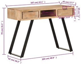 vidaXL Γραφείο Live Edge 107x45x79 εκ. από Μασίφ Ξύλο Ακακίας