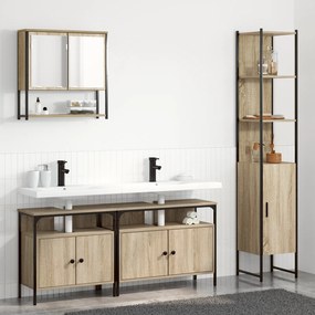 vidaXL Σετ Επίπλων Μπάνιου με ράφι Επιτοίχιο 4 pcs Sonoma Δρυς Μέγεθος: Μεσαίο