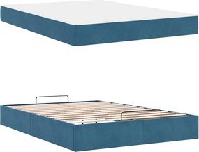 vidaXL Σκελετός κρεβατιού με στρώμα 2 pcs Μπλε Βελούδο