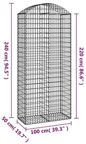 Συρματοκιβώτιο Τοξωτό 100x50x220/240εκ. από Γαλβανισμένο Χάλυβα - Ασήμι