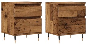 Κομοδίνα 2 τεμάχια Παλιό ξύλο 40x35x50 cm Κατασκευασμένο ξύλο - Καφέ