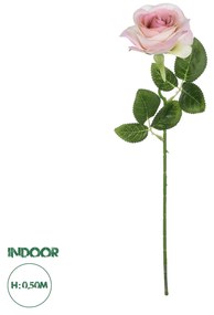 GloboStar® Artificial Garden LIGHT PINK ROSE  BRANCH 21137 Τεχνητό Διακοσμητικό Κλαδί Ανοιχτό ΡοζΤριαντάφυλλο Y50cm