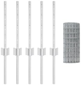 vidaXL Τεντώτο με στήριγμα Ασημί 0,4 x 10 μ Ατσάλι