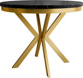 Τραπέζι Edder 120 επεκτεινόμενο-Μαύρο Μάρμαρο-Χρυσό