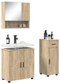 vidaXL Σετ Επίπλων Μπάνιου με πόρτα 3 pcs Sonoma Δρυς 61 x 35 x 64 εκ.