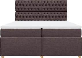 vidaXL Κρεβάτι Boxspring με Στρώμα Σκούρο Καφέ 200x200 εκ. Υφασμάτινο