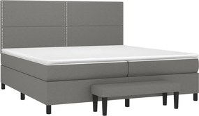 vidaXL Κρεβάτι Boxspring με Στρώμα Σκούρο Γκρι 200x200 εκ. Υφασμάτινο
