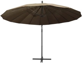 vidaXL Ομπρέλα Κρεμαστή Taupe 3 μ. με Ιστό Αλουμινίου