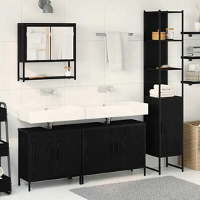 vidaXL Σετ Επίπλων Μπάνιου με πόρτα 4 pcs Μαύρο 33 x 33 x 185.5 εκ