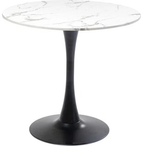 Τραπέζι Schickeria Μαρμάρινη Όψη Μαύρο/Λευκό 80x80x74 εκ. - Μαύρο