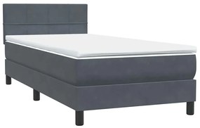 Κρεβάτι Boxspring με Στρώμα Σκούρο Γκρι 90x210 εκ. Βελούδινο - Γκρι