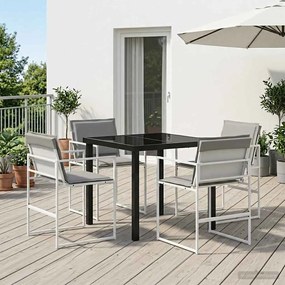 vidaXL Σέτ φαγητού για κήπο 5 pcs Λευκό και Ανοιχτό Γκρι