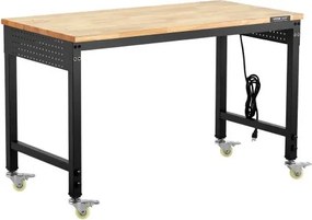 VEVOR 48" Workbench on Wheels Adjustable Height Table with Power Outlet &amp; Pegboard