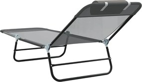 vidaXL Πτυσσόμενη ξαπλώστρα Γκρι 182 x 55 x 85,5 εκ Textilene