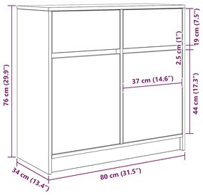 Συρταριέρα με Συρτάρια καφέ δρυς 80x34x76 εκ. Επεξ. Ξύλο - Καφέ