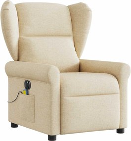 vidaXL Πολυθρόνα Μασάζ Ανακλινόμενη Ηλεκτρική Κρεμ Υφασμάτινη