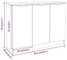 Ντουλάπι Γκρι Sonoma 90,5 x 30 x 70 εκ. από Επεξεργασμένο Ξύλο - Γκρι