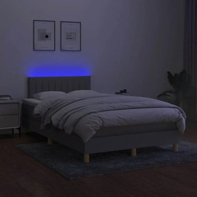 vidaXL Κρεβάτι Boxspring με Στρώμα &amp; LED Αν.Γκρι 120x190εκ. Υφασμάτινο