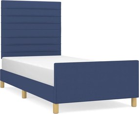 vidaXL Σκελετός Κρεβατιού Χωρίς Στρώμα Μπλε 90x190 εκ. Υφασμάτινο