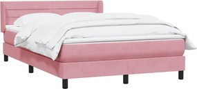 vidaXL Κρεβάτι Boxspring με Στρώμα Ροζ 140x210 εκ. Βελούδινο