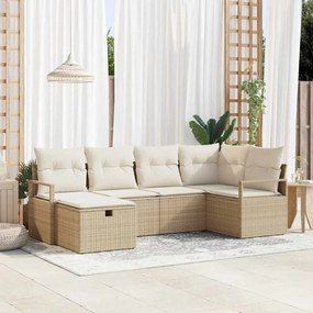 vidaXL Σετ Κήπου 6 Τεμαχίων με Μαξιλάρια σε Μπεζ Χρώμα από Πολυ Ράττον