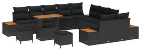 vidaXL Σετ Καναπέ Κήπου με μαξιλάρι 13 pcs Μαύρο Πολυ ράταν