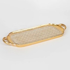 Δίσκος Σερβιρίσματος 752-16078 35x2.5x15.5cm White-Gold Estheti Home Polyresin