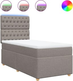 vidaXL Κρεβάτι Boxspring με Στρώμα Taupe 100 x 200 εκ. Υφασμάτινο