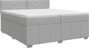 vidaXL Κρεβάτι box spring με στρώμα Ανοιχτό γκρι 200 x 200 cm Ύφασμα
