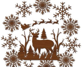 Σετ των 2 Intra απο ξύλο plywood 3mm-4mm πάχος αποκοπής στρώσης ελαφιού Χριστουγέννων Δίασταση 30x20 cm INTRAFABR-36073825