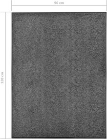 vidaXL Πατάκι Εισόδου Πλενόμενο Ανθρακί 90 x 120 εκ.