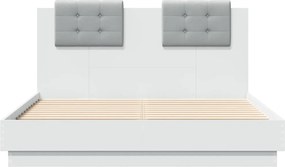 vidaXL Πλαίσιο Κρεβατιού με κεφαλάρι Λευκό 135x190 εκ Επεξεργ. Ξύλο