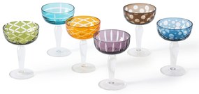 Champagne Glass POLS POTTEN Multicolour Cuttings Coupe Glasses, multicolour, set of 6 140-230-138-0M