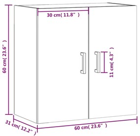 Ντουλάπι Τοίχου Γκρι Sonoma 60x31x60 εκ. από Επεξεργασμένο Ξύλο - Γκρι