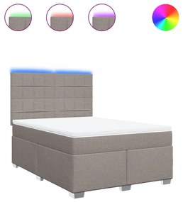 vidaXL Κρεβάτι Boxspring με Στρώμα Taupe 140x190 εκ. Υφασμάτινο