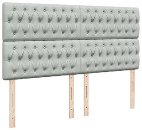 Κρεβάτι Boxspring με Στρώμα Ανοιχτό Γκρι 200x200 εκ. Βελούδινο - Γκρι