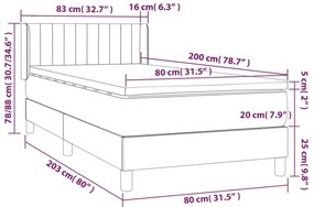 vidaXL Κρεβάτι Boxspring με Στρώμα Μαύρο 80 x 200 εκ. Βελούδινο