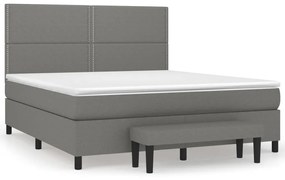 Κρεβάτι Boxspring με Στρώμα Σκούρο Γκρι 160x200 εκ Υφασμάτινο - Γκρι