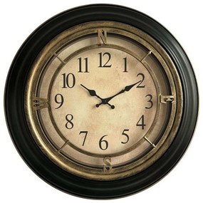 Ρολόι Τοίχου 280-125-037 60x60x5cm Black-Bronze Πλαστικό, Γυαλί