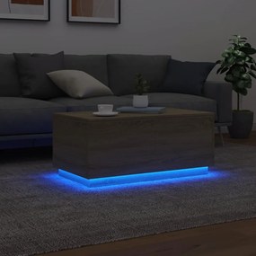 Τραπεζάκι Σαλονιού με LED Sonoma Δρυς 90 x 50 x 40 εκ. - Καφέ