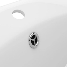 Νιπτήρας με Υπερχείλιση Οβάλ Λευκό Ματ 58,5x39 εκ. Κεραμικός - Λευκό